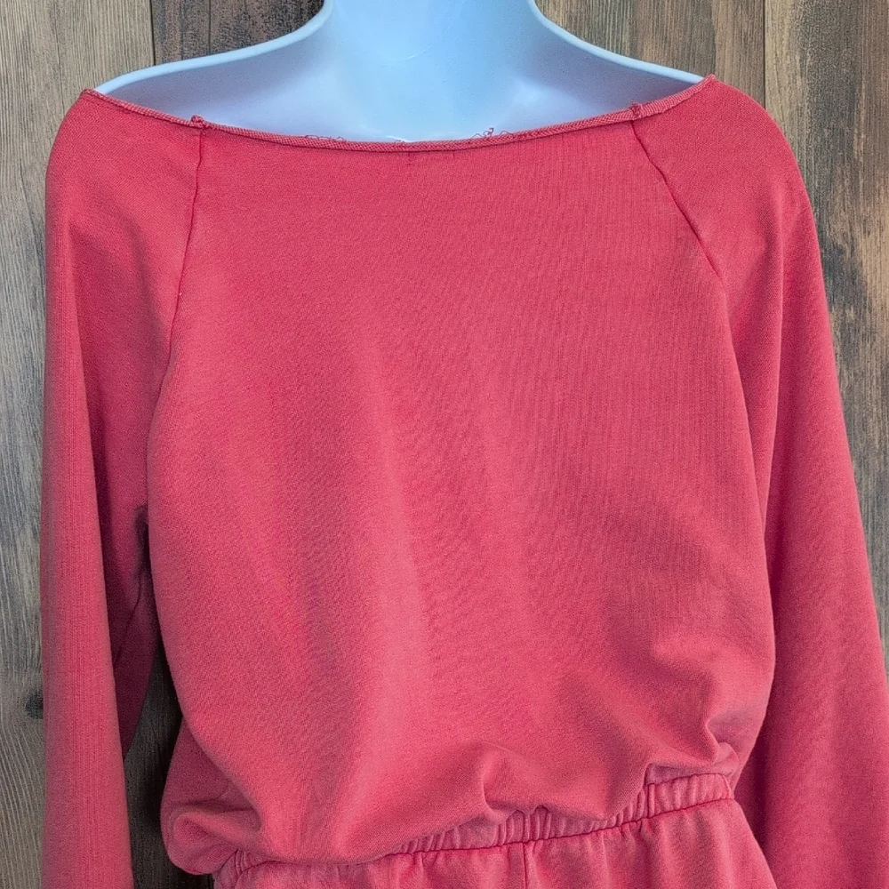 Aerie Pink Long Sleeve Cut Neck Sweatshirt Jumpsuit Romper S              Q121 - Picture 6 of 8